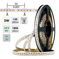 MCLED Pásek LED SMD3527 dual white WW-CW, 120LED/m, 19,2W/m, 1605lm/m, IP20, DC 24V, 10mm, 50m
