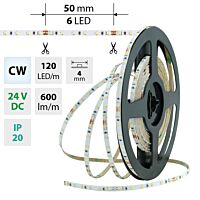 MCLED Pásek LED SMD2216 CW, 120LED/m, 7,2W/m, 600lm/m, IP20, DC 24V, 4mm, 5m