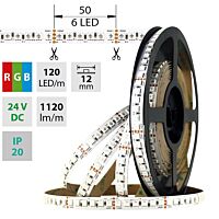 MCLED Pásek LED SMD5050 RGB, 120LED/m, 28,8W/m, 1120lm/m, IP20, DC 24V, 12mm, 50m