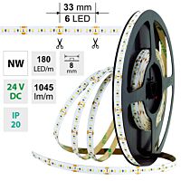 MCLED Pásek LED SMD2216 NW, 180LED/m, 12W/m, DC 24V, 1045lm/m, CRI90, IP20, 8mm, 30m