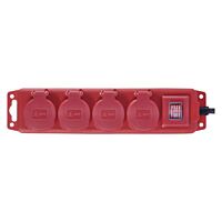 EMOS Přívod prodlužovací   3m  4zásuvka 250V/16A pryž krytky s vypínačem IP44 červená