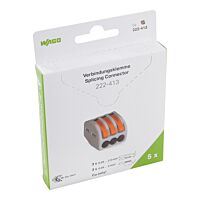 WAGO Svorka 222-413/995-005 Páčková spojovací pro všechny druhy vodičů max. 4 mm², šedá