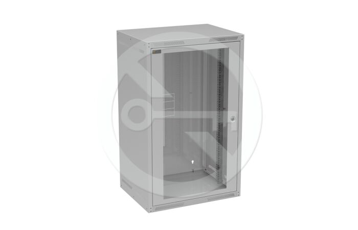 SOLARIX Skříň nástěnná GrandN-20U-645-11-G, 450mm, 19", skleněné dveře, IP20, šedá