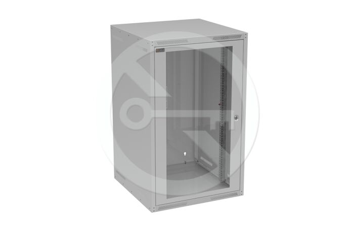 SOLARIX Skříň nástěnná GrandN-20U-66-11-G, 600mm, 19", skleněné dveře, IP20, šedá