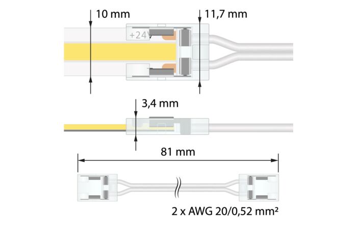 Spojka flex.jednobarevných LED pás.10mm