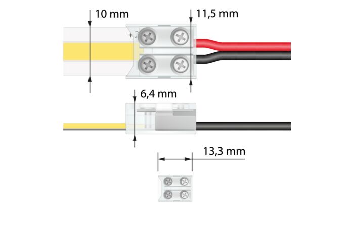MCLED Konektor připojovací  jednobarevných LED pásků 10mm, 2 piny, 6A