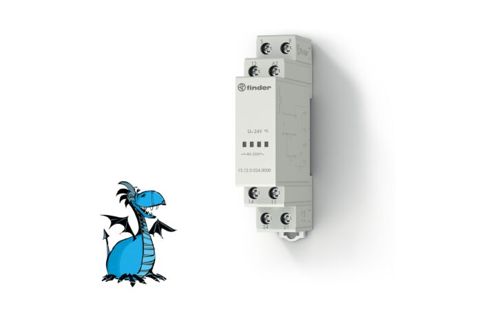 FINDER Přivolávací relé 13.12.0.024.0000, 1P+1Z/8A, 24V AC/DC