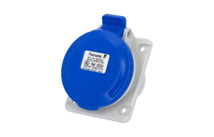 FAMATEL Zásuvka 32A/230V 3-pól IP44 vestavná šikmá