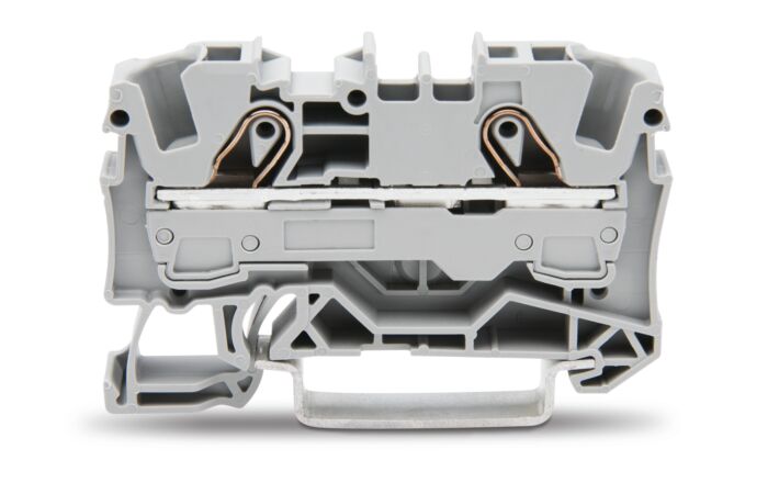 WAGO Svorka 2006-1201 2vodičová průchozí, boční a středový popis, na DIN lištu 35 × 15 a 35 × 7,5, push-in CAGE CLAMP®, 6 mm², šedá