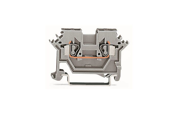 WAGO Svorka 280-601 2vodičová průchozí, boční držáky značení, na DIN lištu 35 × 15 a 35 × 7,5, CAGE CLAMP®, 2,50 mm², šedá