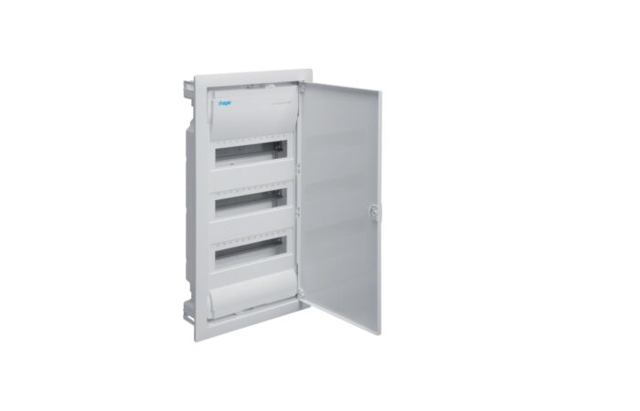 HAGER Skříň VOLTA VU36NC, 36TE, 3-řadá, zapuštěná, plastová vana, kovová plná dvířka, bezšroubové svorky, IP30