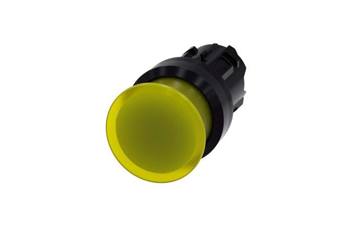 SIEMENS Tlačítko hřibové, osvětlené, 22 mm, kulaté, plast, žlutá barva, 30 mm