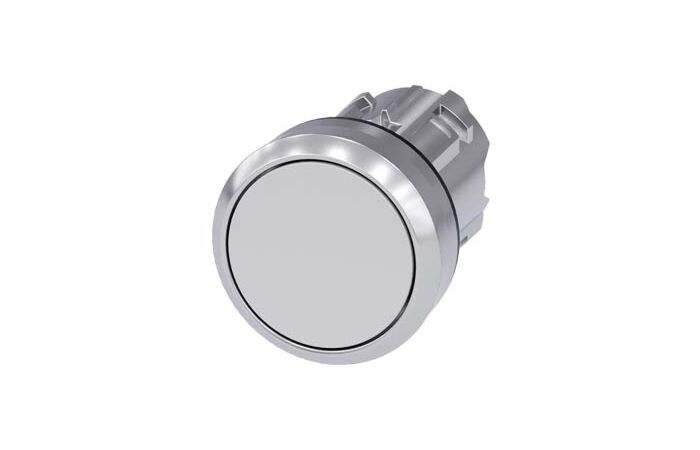 SIEMENS Tlačítko, 22 mm, kulaté, kov, s vysokým leskem, bílá, knoflík stiskací