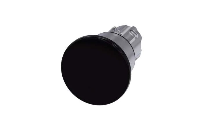 SIEMENS Tlačítko hřibové, 22 mm, kulaté, kov, s vysokým leskem, černá barva