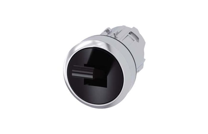 SIEMENS Spínač kolébkový, 22 mm, kulatý, kov, s vysokým leskem, černá barva, 2 spínací polohy O+I