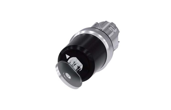SIEMENS Spínač klíčový BKS, 22 mm, kulatý, kov, s vysokým leskem, vytažení klíče O
