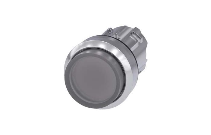 SIEMENS Tlačítko, osvětlené, 22 mm, kulaté, kov, s vysokým leskem, čirá, knoflík stiskací