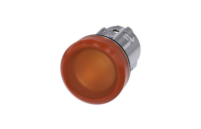 SIEMENS Signálka 22 mm, kulatá, kov, s vysokým leskem, ambeR čočka, hladká