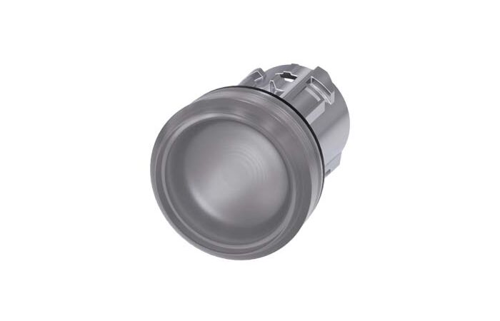 SIEMENS Signálka 22 mm, kulatá, kov, s vysokým leskem, čirá, čočka, hladká