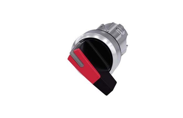 SIEMENS Spínač otočný, s osvětlením, 22 mm, kulatý, kov, s vysokým leskem, červená
