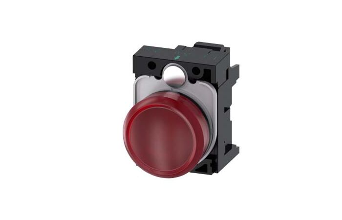 SIEMENS Signálka 22 mm, kulatá, plast, červená, čočka, hladká, AC110V