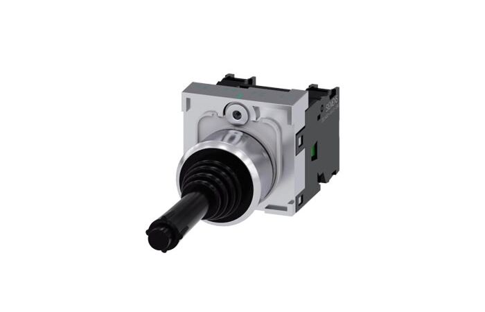 SIEMENS Spínač křížový, 22 mm, kulatý, kov s vysokým leskem, černá barva, vodorovný západkový