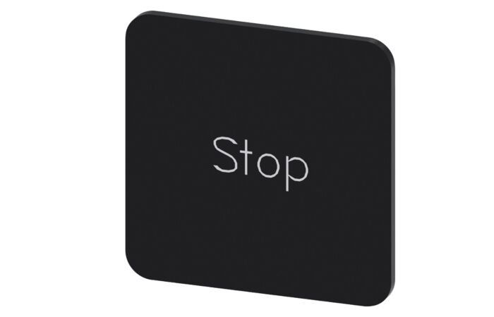 SIEMENS Štítek popisný 22 x 22 mm, štítek černý, popisek STOP