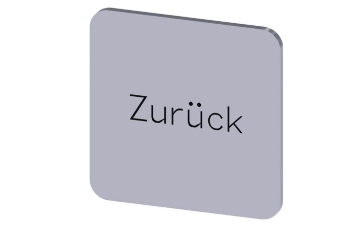 SIEMENS Štítek popisný 22 x 22 mm, štítek stříbrný, popisek ZURÜCK