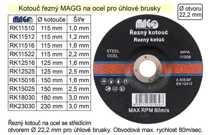 INNA Kotouč RK11512 řezací na ocel 115 mm