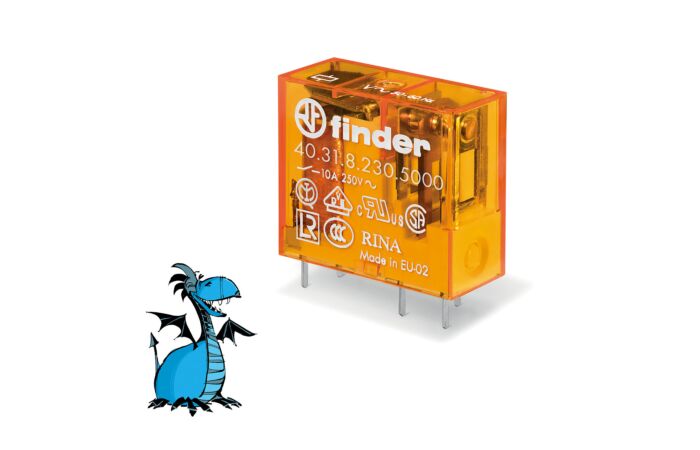 FINDER Relé 40.31.8.230.5000, 1P/10A, 230V AC, Au