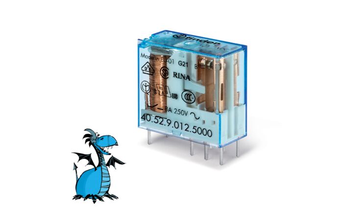FINDER Relé 40.52.9.012.5000, 2P/8A, 12V DC, Au