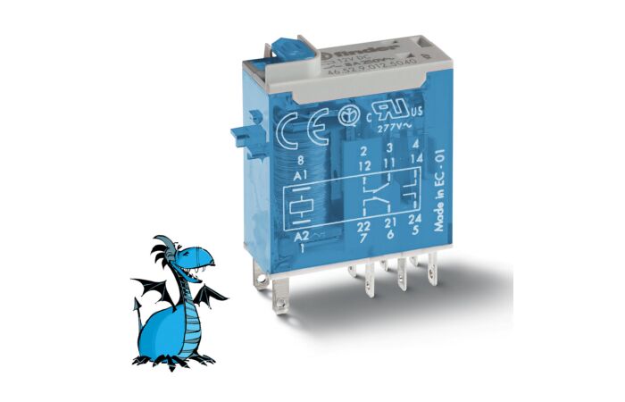 FINDER Relé 465290125040, DIN, 2P/8A, 12V DC