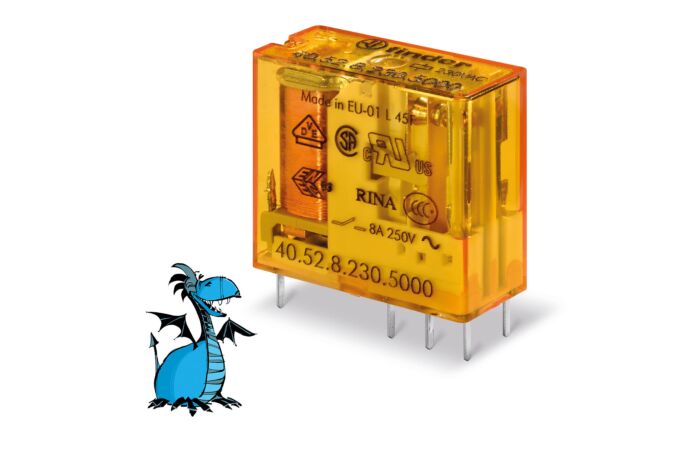 FINDER Relé 40.52.8.230.5000, 2P/8A, 230V AC, Au