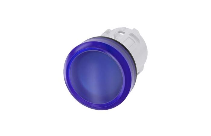 SIEMENS Signálka 22 mm, kulatá, plast, modrá, čočka, hladká