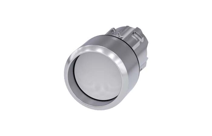 SIEMENS Tlačítko, 22 mm, kulaté, kov, s vysokým leskem, bílé, čelní kroužek