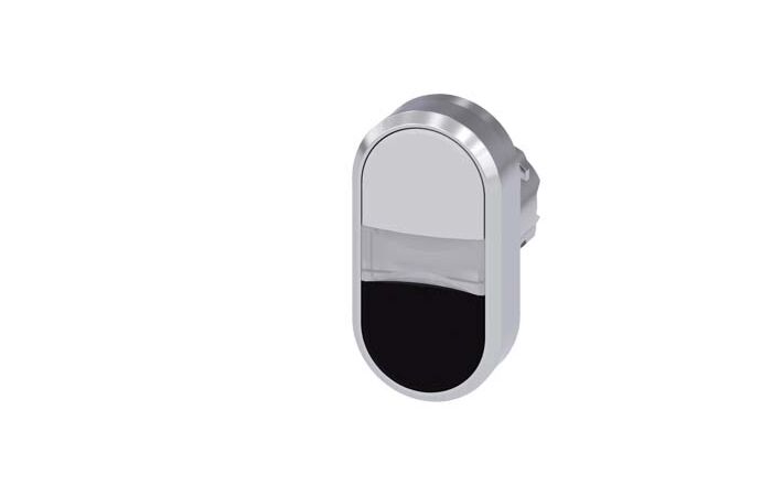 SIEMENS Dvojtlačítko osvětlené, 22 mm, kulaté, kov, s vysokým leskem, bílá, černá