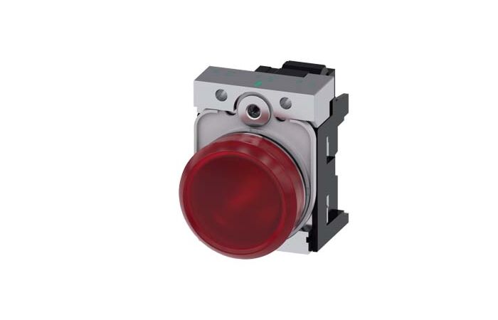 SIEMENS Signálka 22 mm, kulatá, kov, s vysokým leskem, červená, čočka, hladká, AC110V
