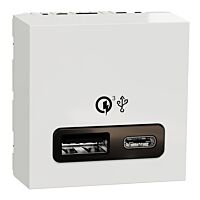 SCHNEIDER Zásuvka Unica - Dvojitý nabíjecí USB konektor A+C 18W, 2.4A, 2M, Bílý