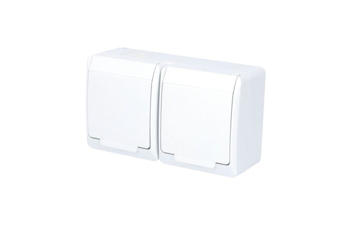 FAMATEL GALATEA Zásuvka 2P+PE 2-násobná vodorovná IP44 bílá