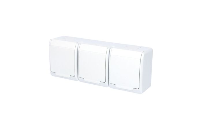 FAMATEL GALATEA Zásuvka 2P+PE 3-násobná vodorovná IP44 bílá