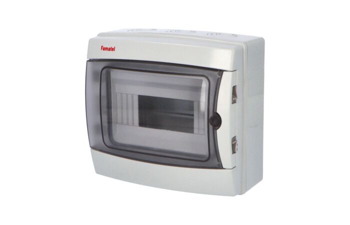 FAMATEL Skříň ACQUA 3908-TTB, 8TE, 215x235x110mm, průhledná plastová dvířka, IP65