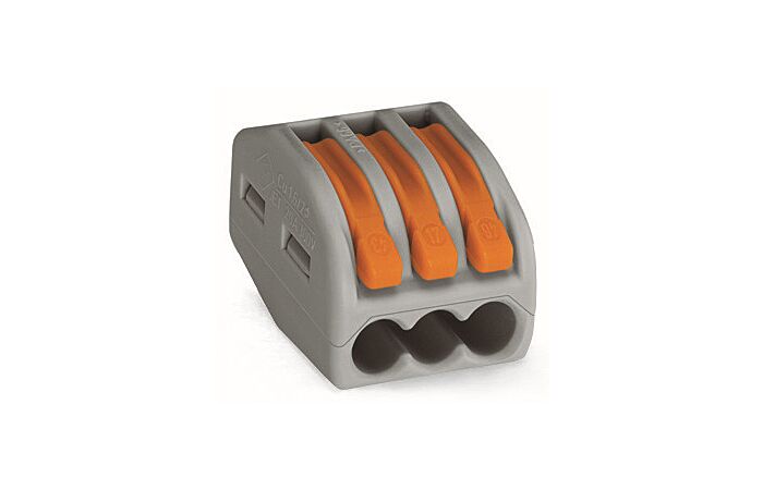 WAGO Svorka krabicová 222-413 páčková spojovací pro všechny druhy vodičů 3 x 4 mm², oranžová/šedá