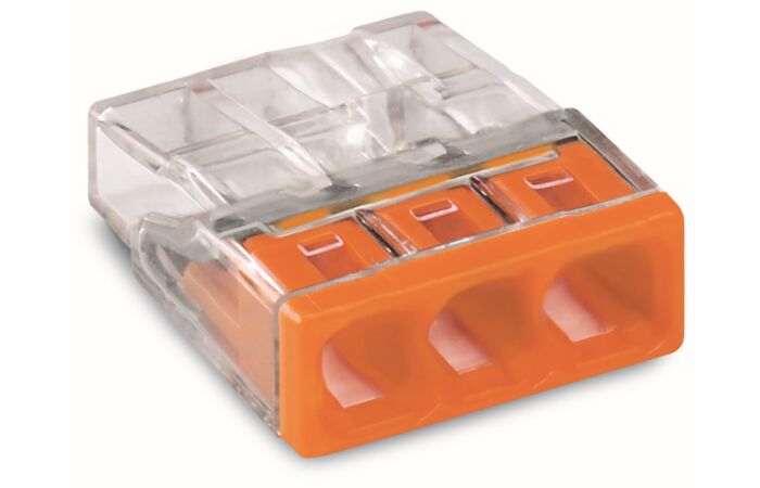 WAGO Svorka 2273-203 instalační PUSH WIRE® krabicová pro plné vodiče, 3 x 2,5 mm² , oranžová/transparentní