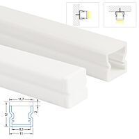 MCLED Profil PA, 12x12mm, vlhkotěsný, přisazený, mléčný difuzor, 2m