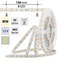 MCLED Pásek LED SMD5050 WW, 30LED/m, 7,2W/m, 405lm/m, IP54, DC 12V, 10mm, 5m
