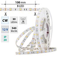 MCLED Pásek LED SMD5050 CW, 30LED/m, 7,2W/m, 540lm/m, IP20, DC 12V, 10mm, 50m