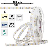 MCLED Pásek LED SMD5050 WW, 30LED/m, 7,2W/m, 504lm/m, IP20, DC 12V, 10mm, 50m
