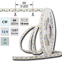 MCLED Pásek LED SMD5050 CW, 60LED/m, 14,4W/m, DC 12V, 1515lm/m, IP20, 10mm, 50m