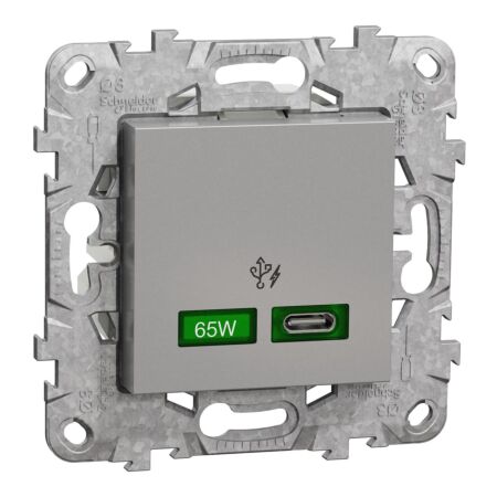SCHNEIDER Zásuvka Unica Rychlonabíjecí konektor USB C (65W), Aluminium