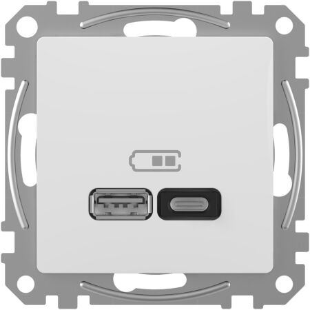 SCHNEIDER Zásuvka Sedna D/E - Dvojitá USB A+C nabíječka 3A 45W, Bílá